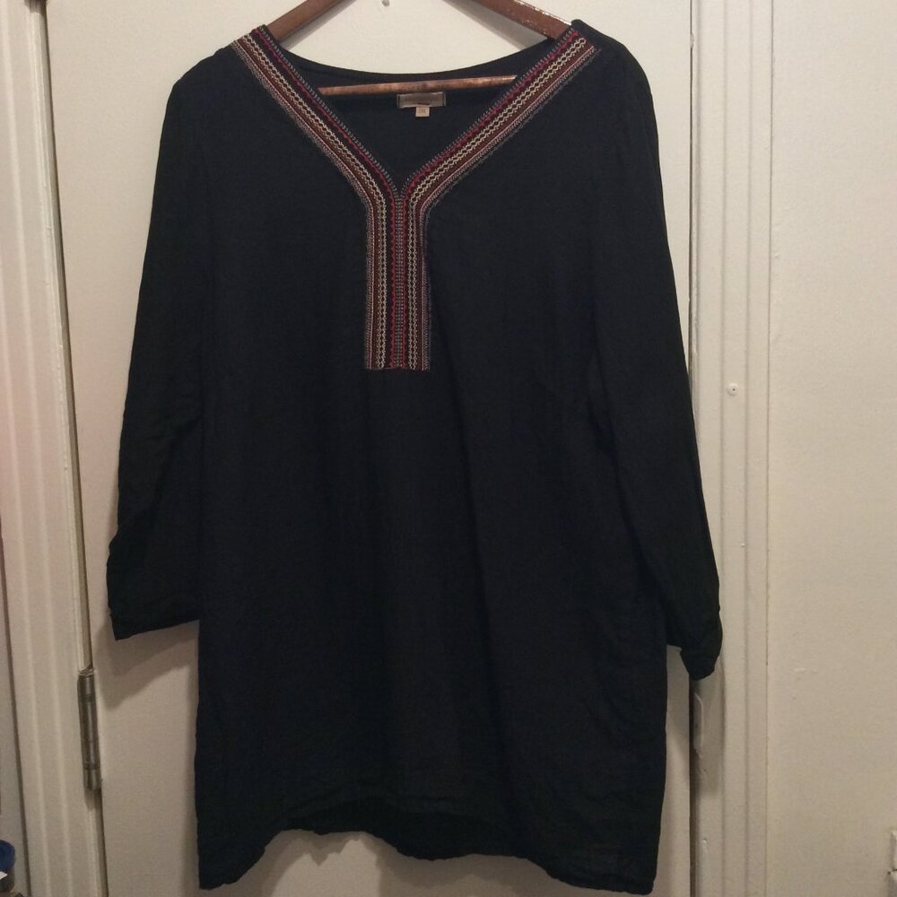 Marisa & Marie Made in Italy Linen Black Top – Size 2XL